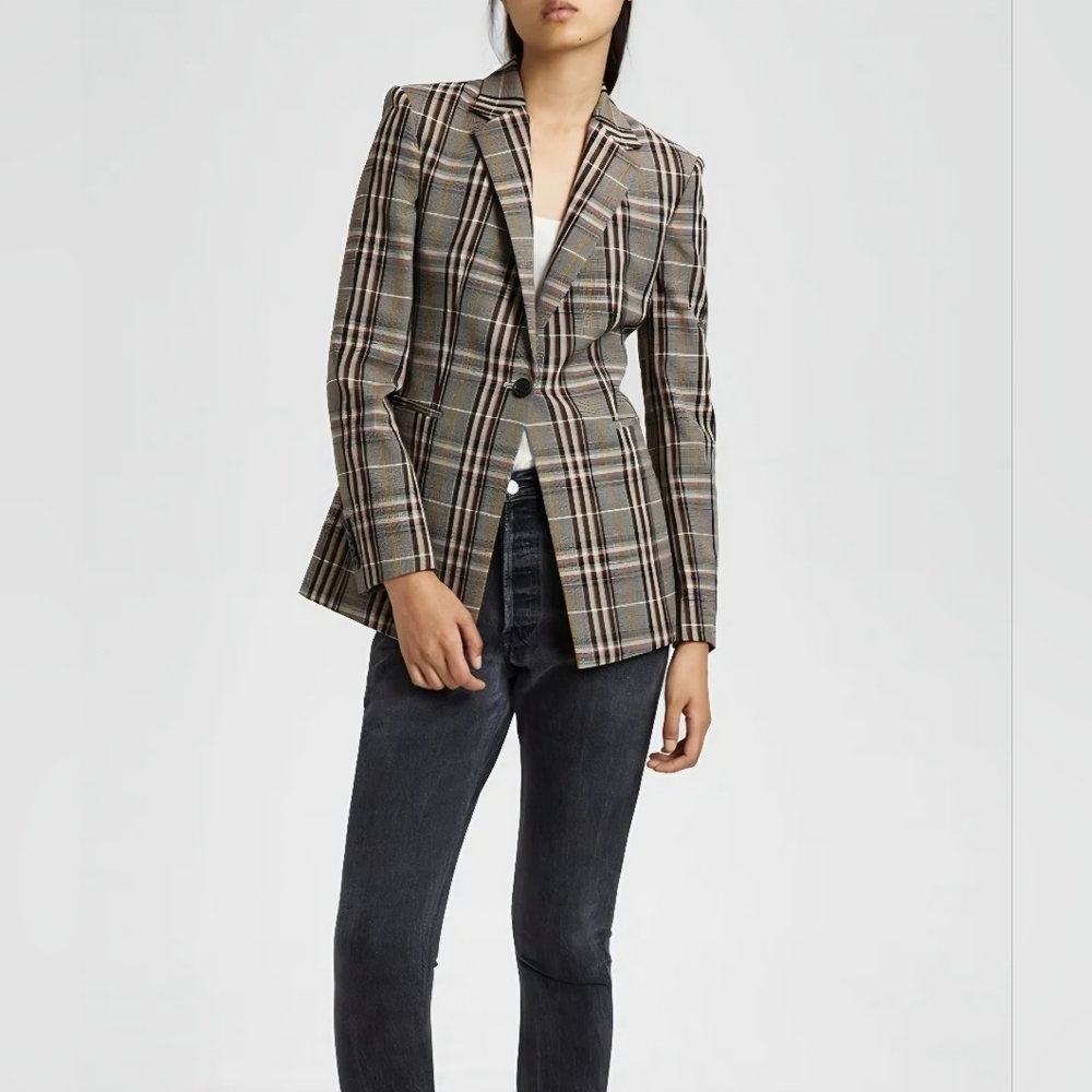 Theory Brown Tan Blazer Wool Blend Notched Lapels